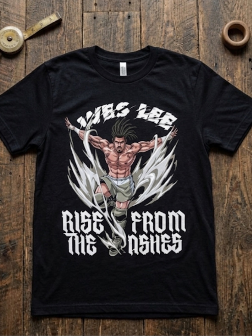 Wes Lee WWE Black Graphic Tee with White and Gray